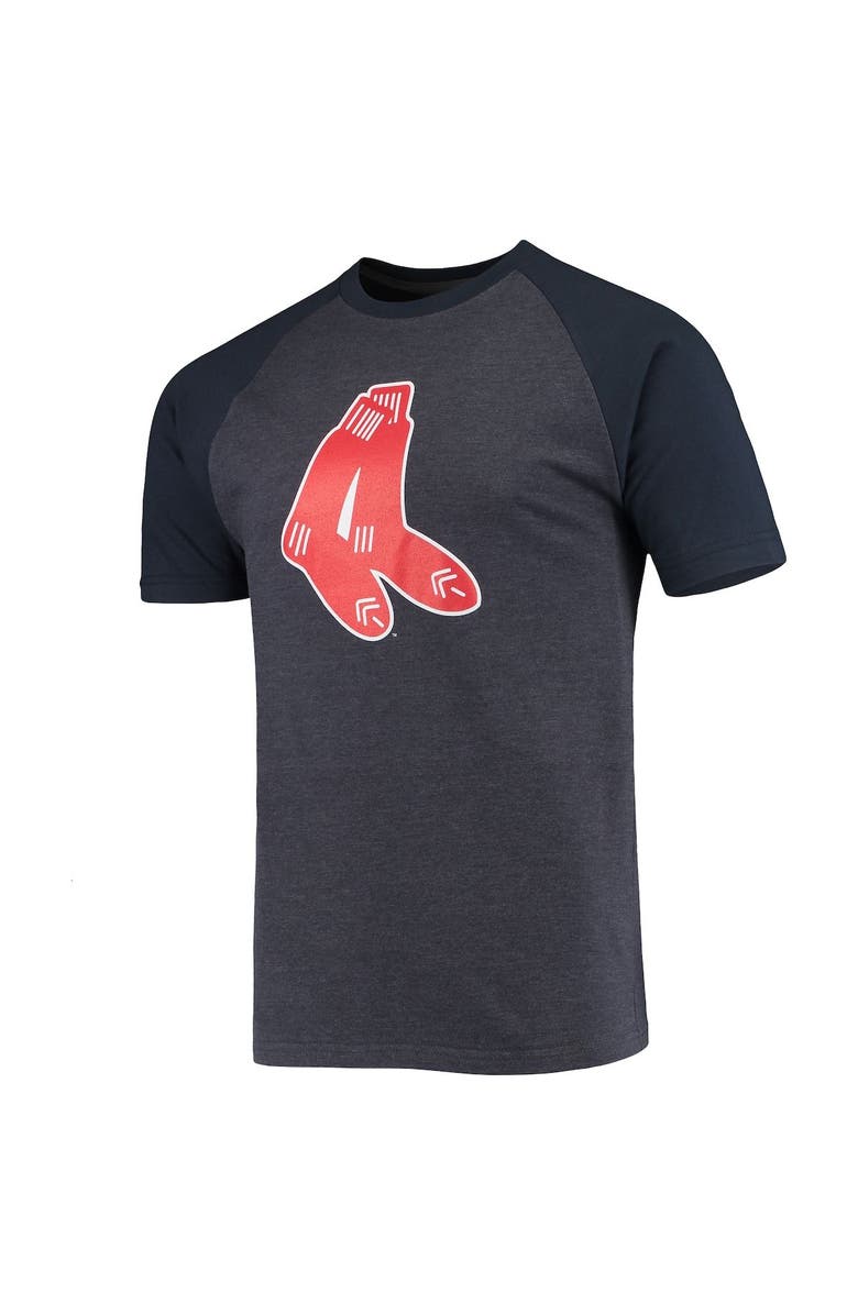STITCHES Men's Stitches Heathered Navy Boston Red Sox Raglan T-Shirt, Alternate, color,