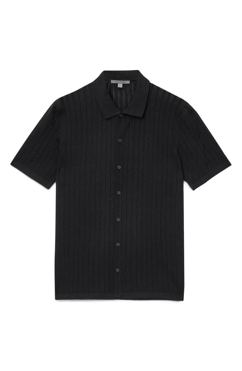 John Varvatos Moore Short Sleeve Organic Cotton Sweater, Alternate, color, Black