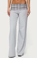 EDIKTED Kimmy Plaid Foldover Pants