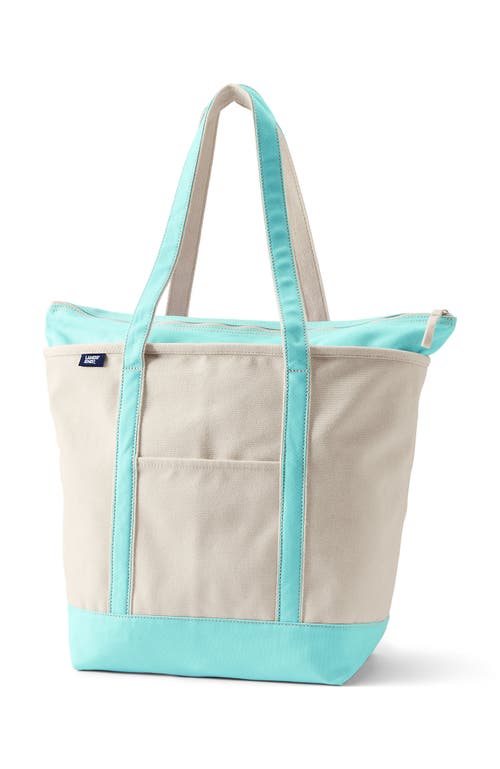 LANDS' END LANDS' END ZIP TOP LONG HANDLE CANVAS TOTE BAG 