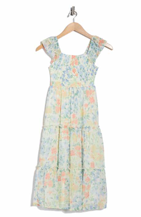 RARE, TOO! Kids' Floral Flutter Sleeve Smocked Dress