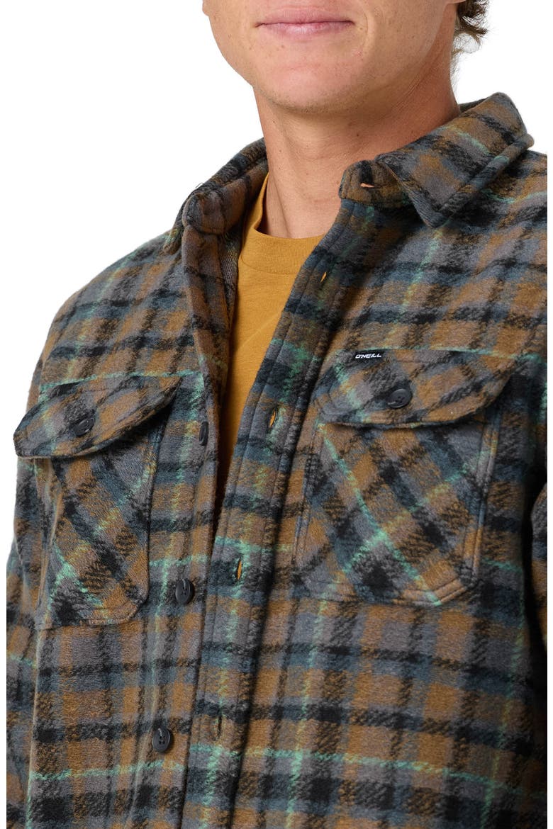 Outside Plaid Heavy Fleece Button-Up Overshirt, Alternate, color, HEATHER GREY