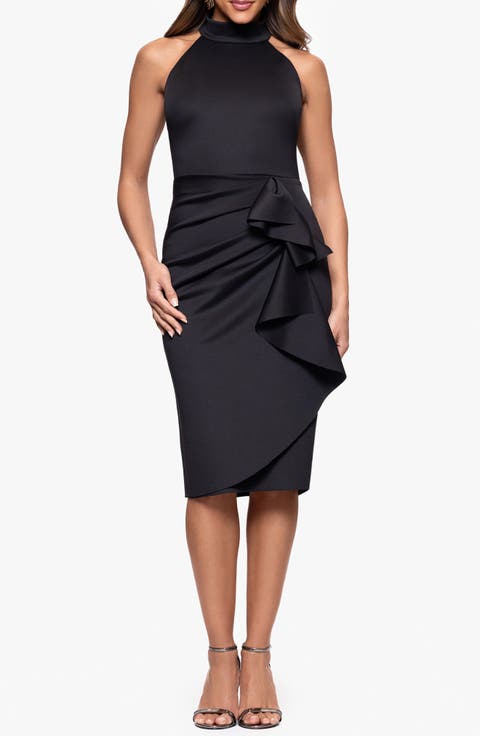 Cascade Ruffle Cocktail Sheath Dress