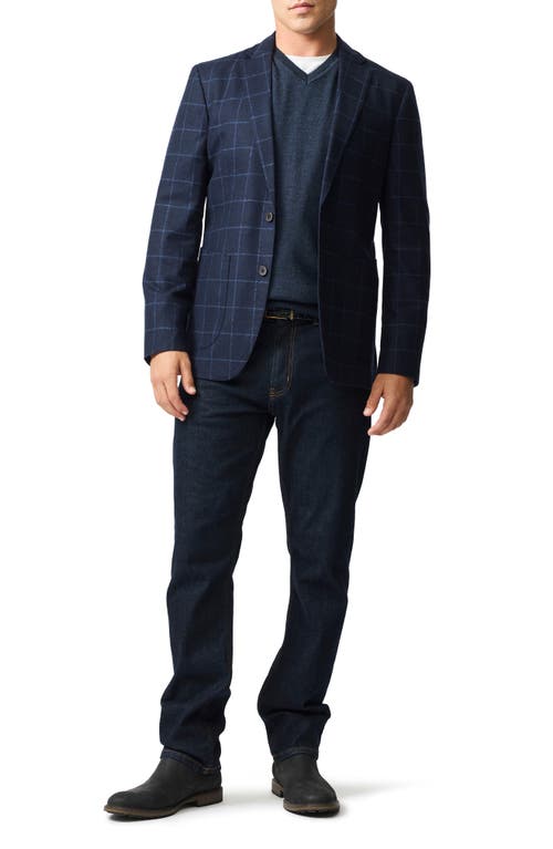 Rodd & Gunn Mansfield Windowpane Check Navy Felted Wool Blend Sport Coat In Midnight