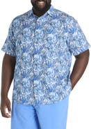 Oak Hill by DXL Big & Tall  Seersucker Floral Sport Shirt