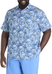 Oak Hill by DXL Big & Tall Seersucker Floral Sport Shirt