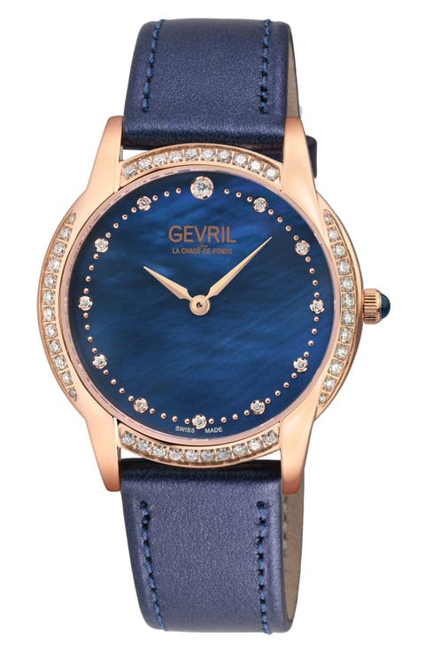 Airolo Swiss Diamond Leather Strap Watch, 36mm - 0.92ct.