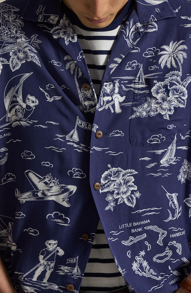 Polo Ralph Lauren Classic Fit Polo Bear Camp Shirt, Alternate, color, 7231 Harbor Island Bear