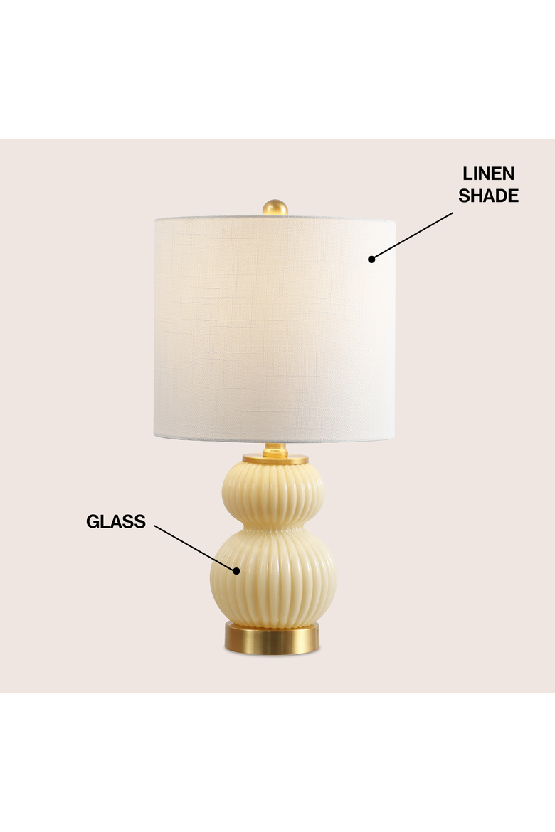 Daphne Ribbed Metal/Glass LED Table Lamp, Alternate, color, Ivory