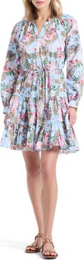Robert Graham Sydney Paisley Floral Long Sleeve Tiered Shirtdress