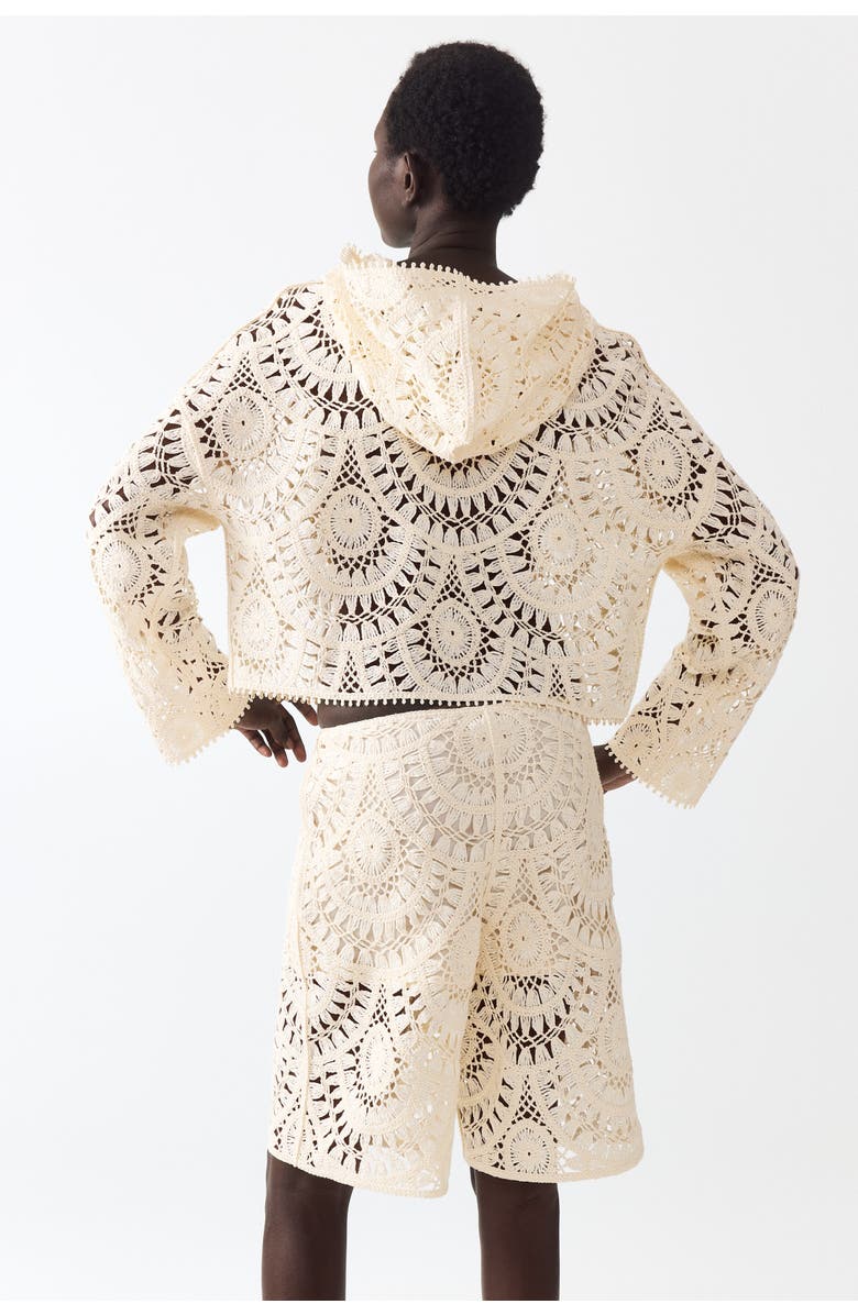 H&M Crochet-look bermuda shorts, Alternate, color, Cream