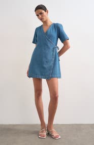 Topshop Denim Wrap Minidress