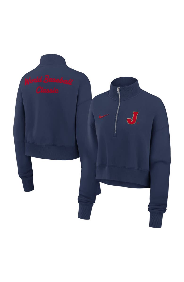 Nike Women's Nike  Navy Japan Baseball 2026 World Baseball Classic Phoenix Fleece Half-Zip Sweatshirt, Main, color, Navy