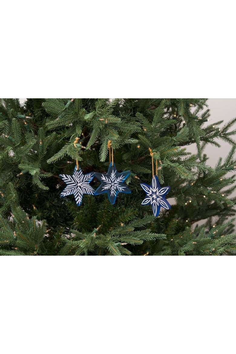 Blue Glass Star Christmas Tree Ornament Set of 3, Alternate, color, Blue