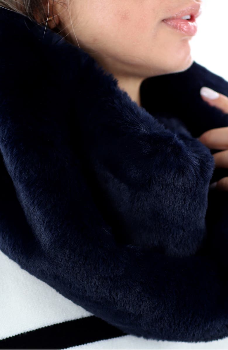 La Fiorentina Faux Fur Infinity Scarf, Alternate, color, Navy