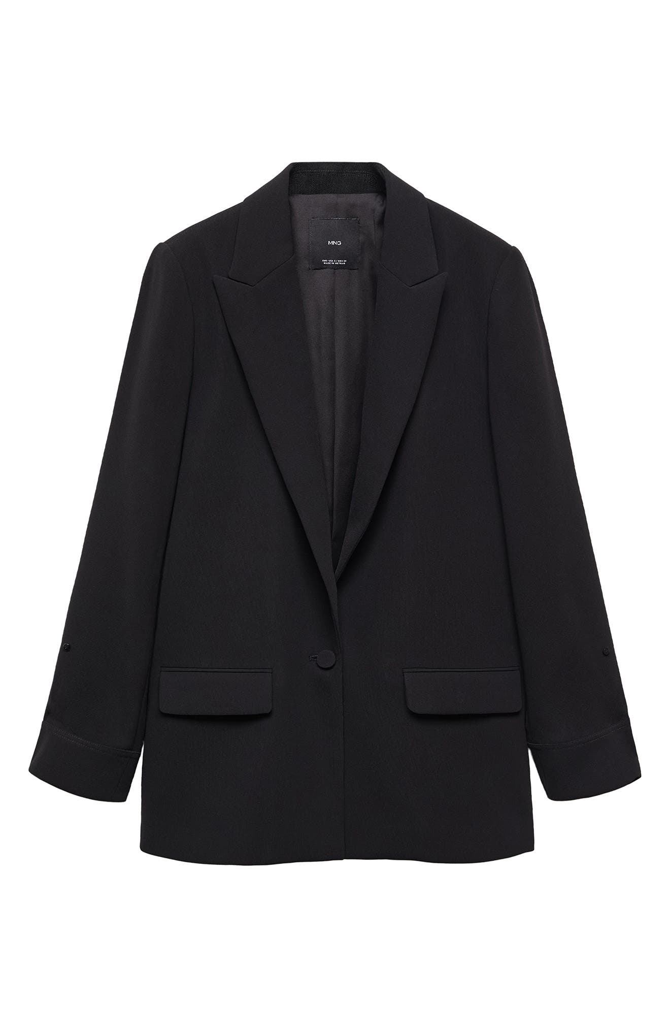 Mango Single Breasted Suit Blazer In Black