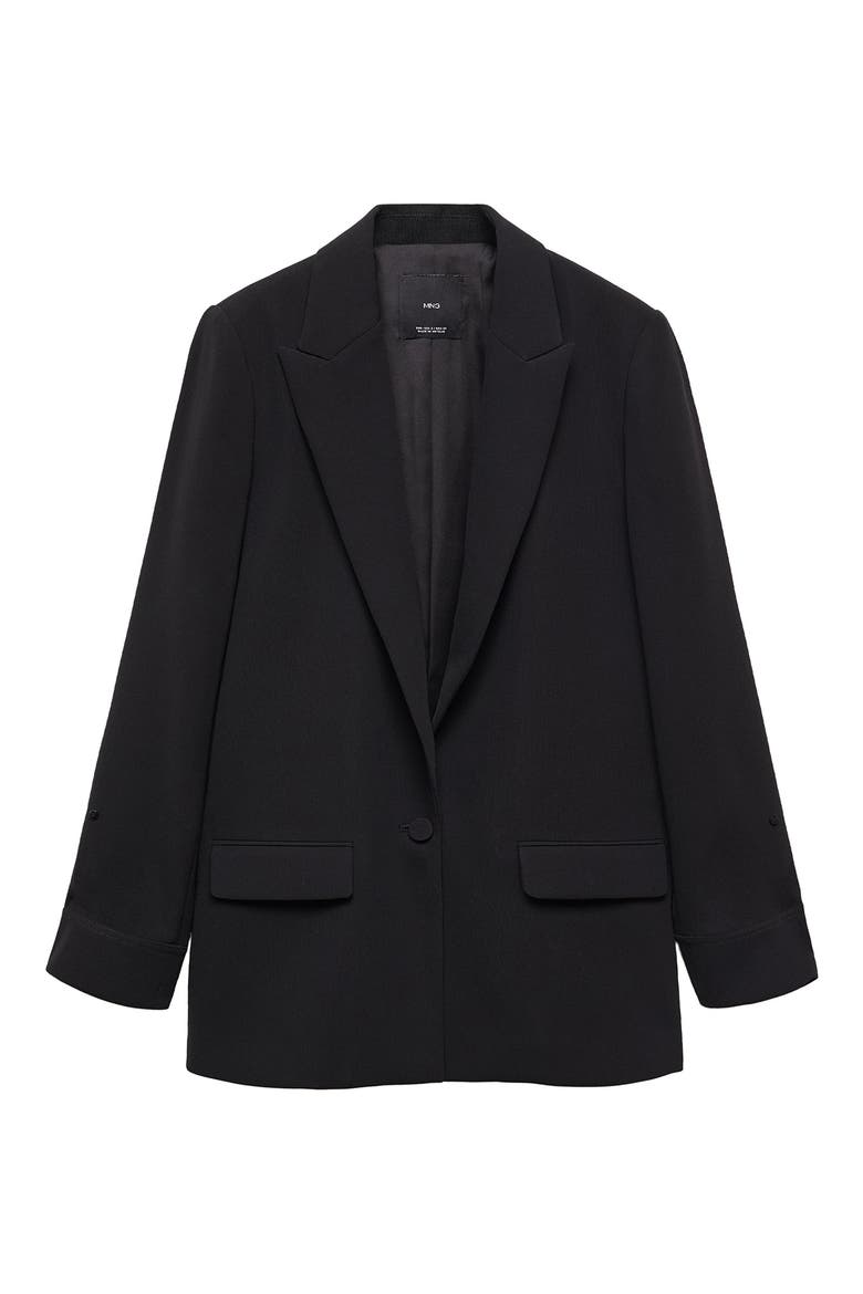 Single Breasted Suit Blazer, Main, color, BLACK