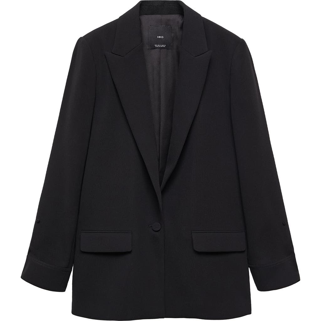 Mango Single Breasted Suit Blazer In Black
