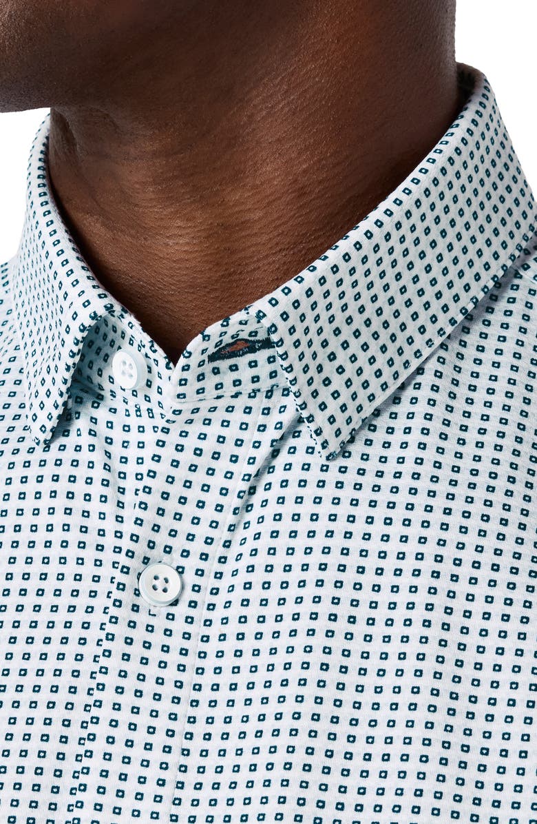 Mizzen+Main Halyard Dot Short Sleeve Button-Up Shirt, Alternate, color, Blue Geo Twill Print
