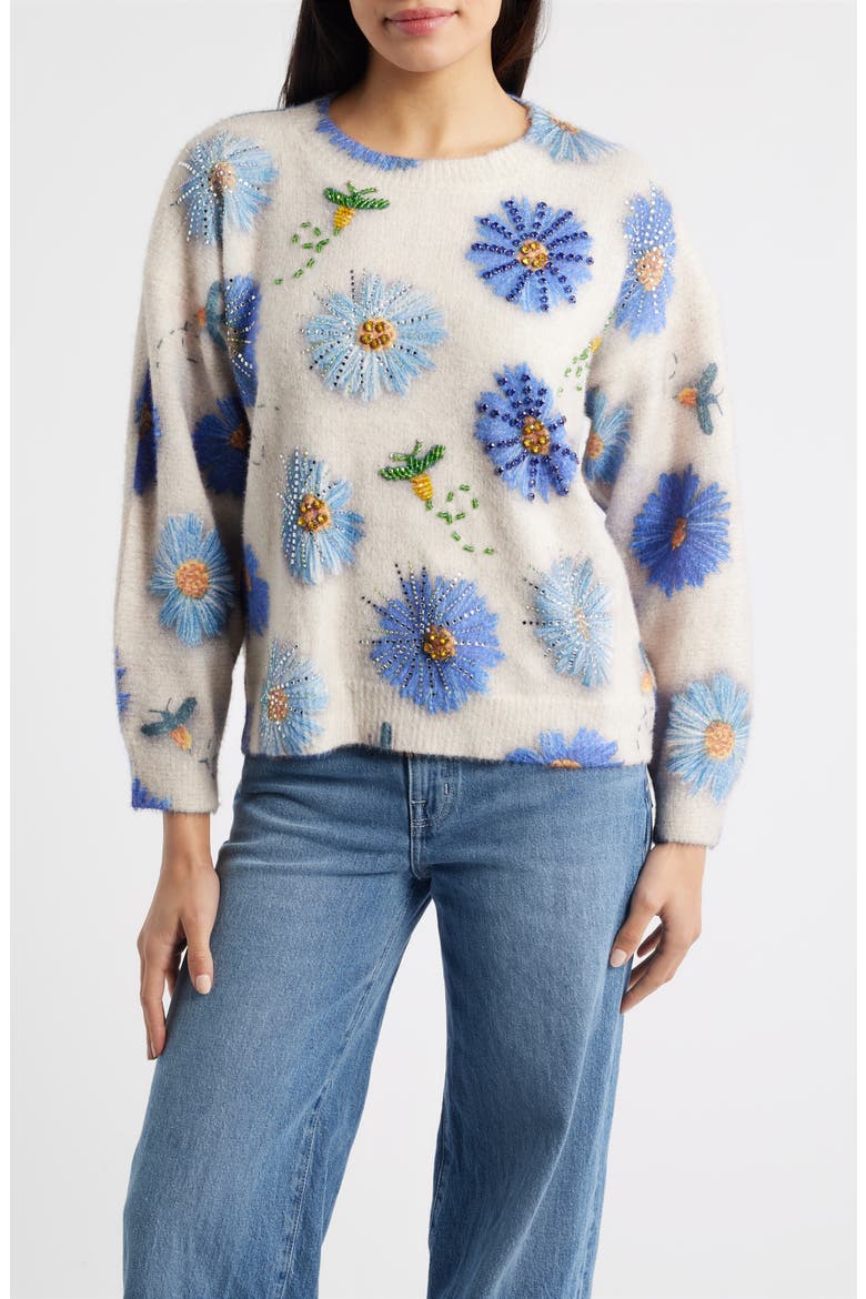 Lova Embellished Sweater, Main, color, IVORY