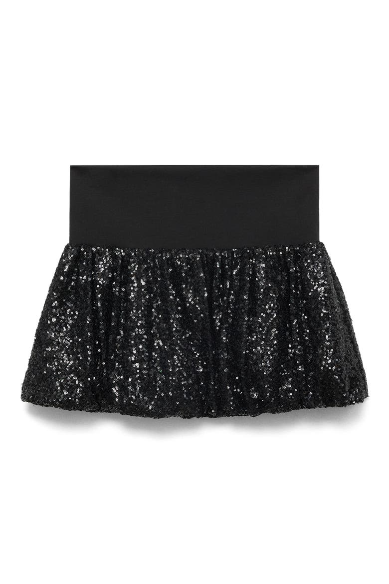 Xnuba Sequin Bubble Hem Miniskirt, Alternate, color, BLACK