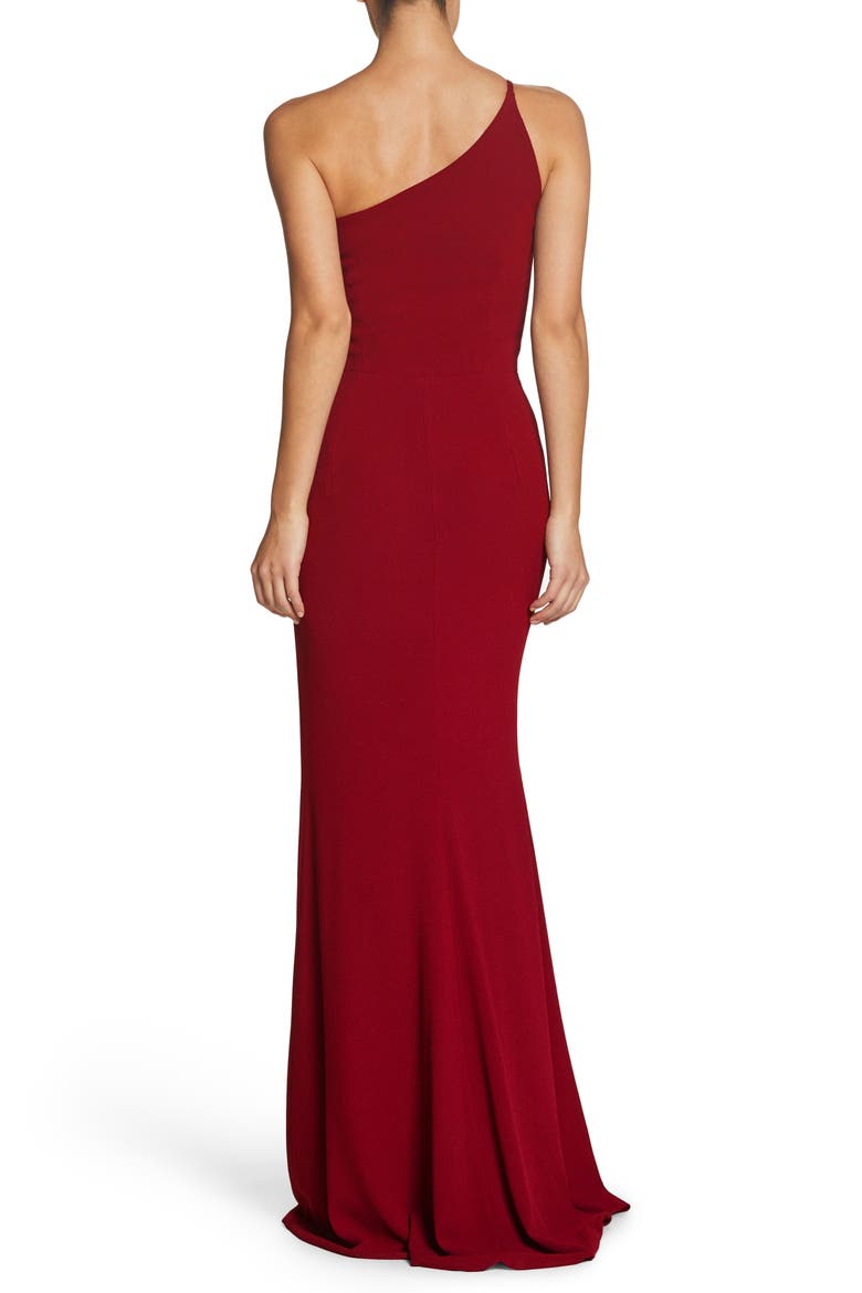 Amy One-Shoulder Crepe Gown, Alternate, color, GARNET