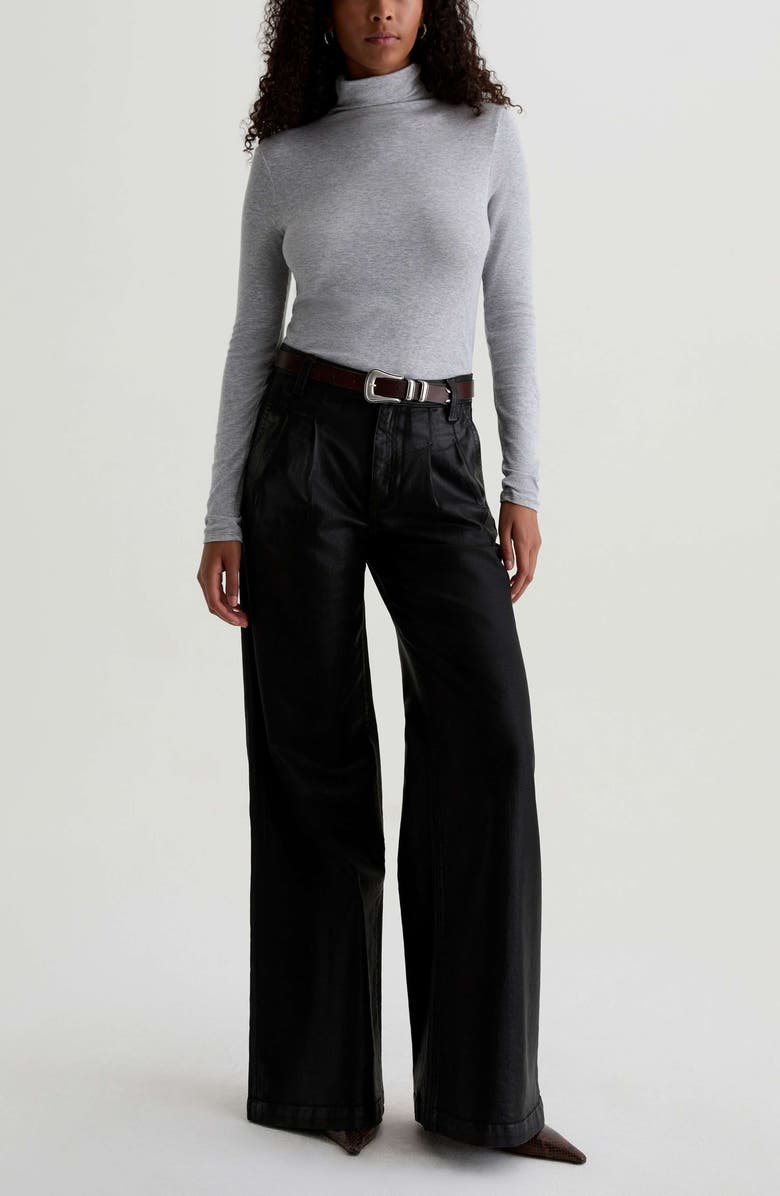 AG Dorine Coated High Waist Wide Leg Jeans, Alternate, color, Ltt Lt Super Black