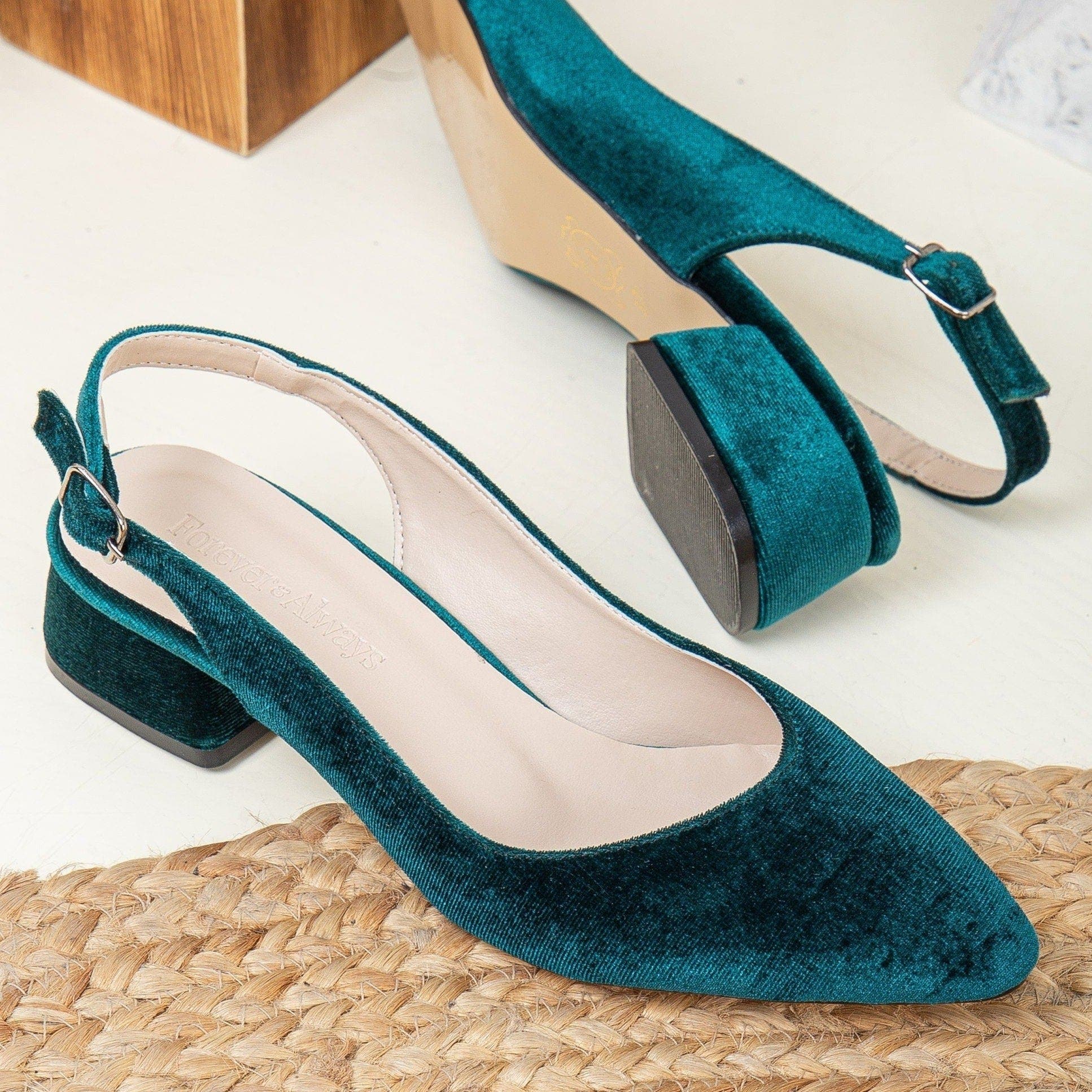 Emma Slingback Flat Heels, Alternate, color, Green