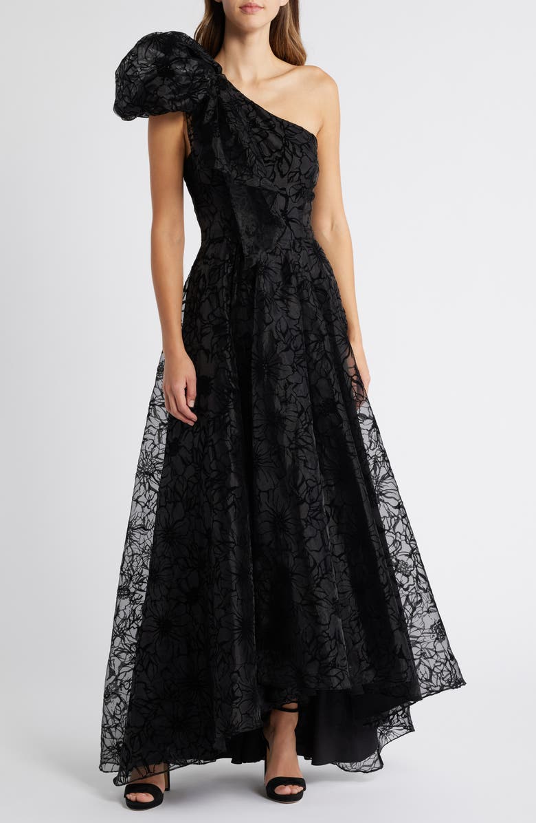 Black Halo Mirabella One Shoulder Ballgown, Main, color, 