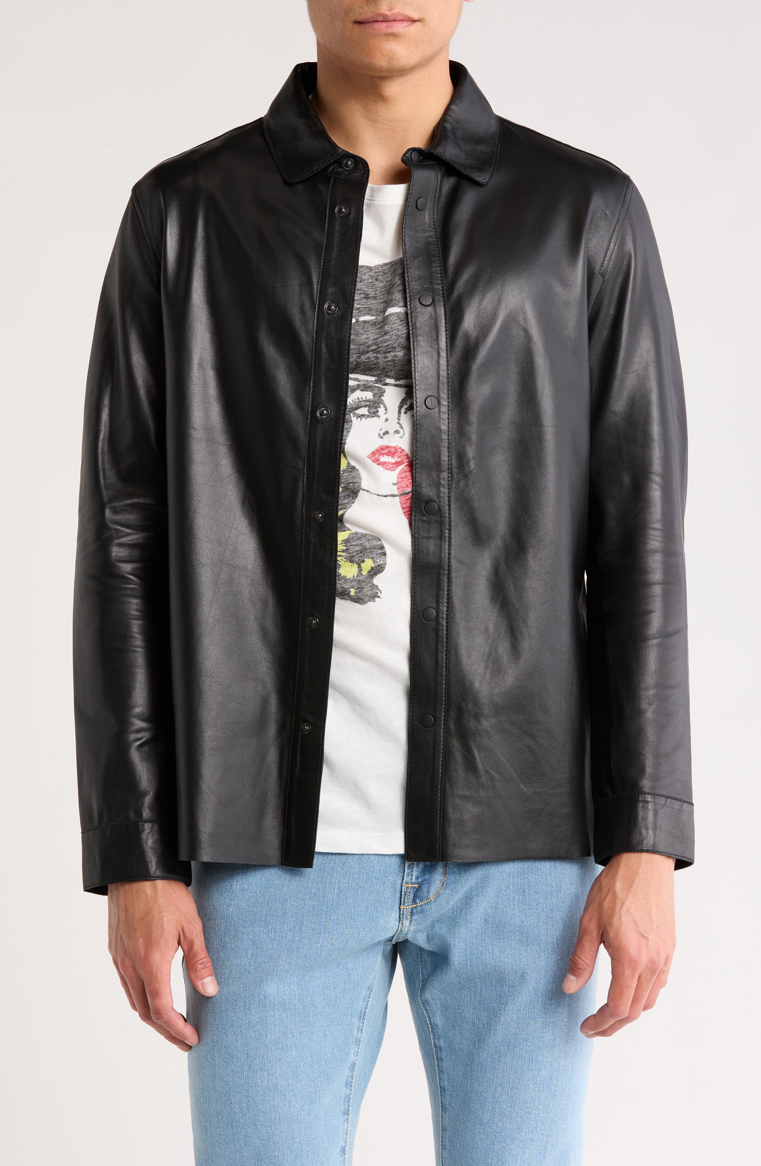 John Varvatos Finn Leather Shirt Jacket