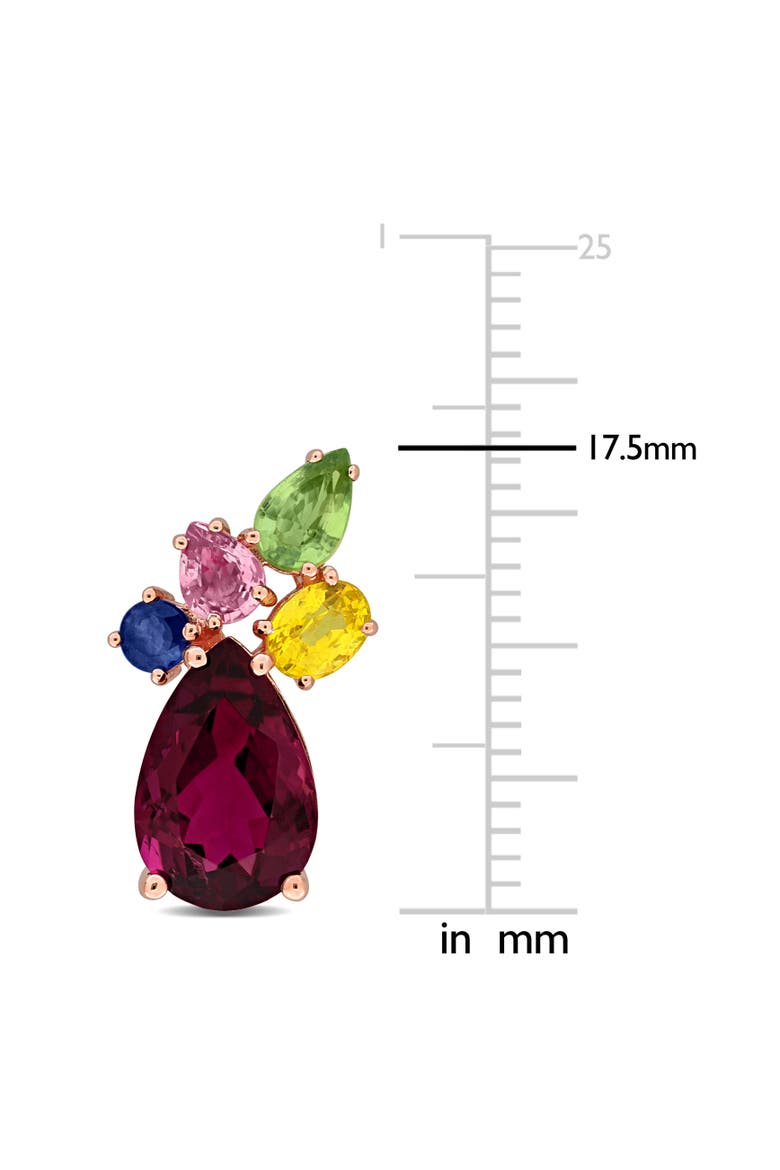Multi-Gemstone Cluster Drop Earrings 14K, Alternate, color, Pink Tourmaline
