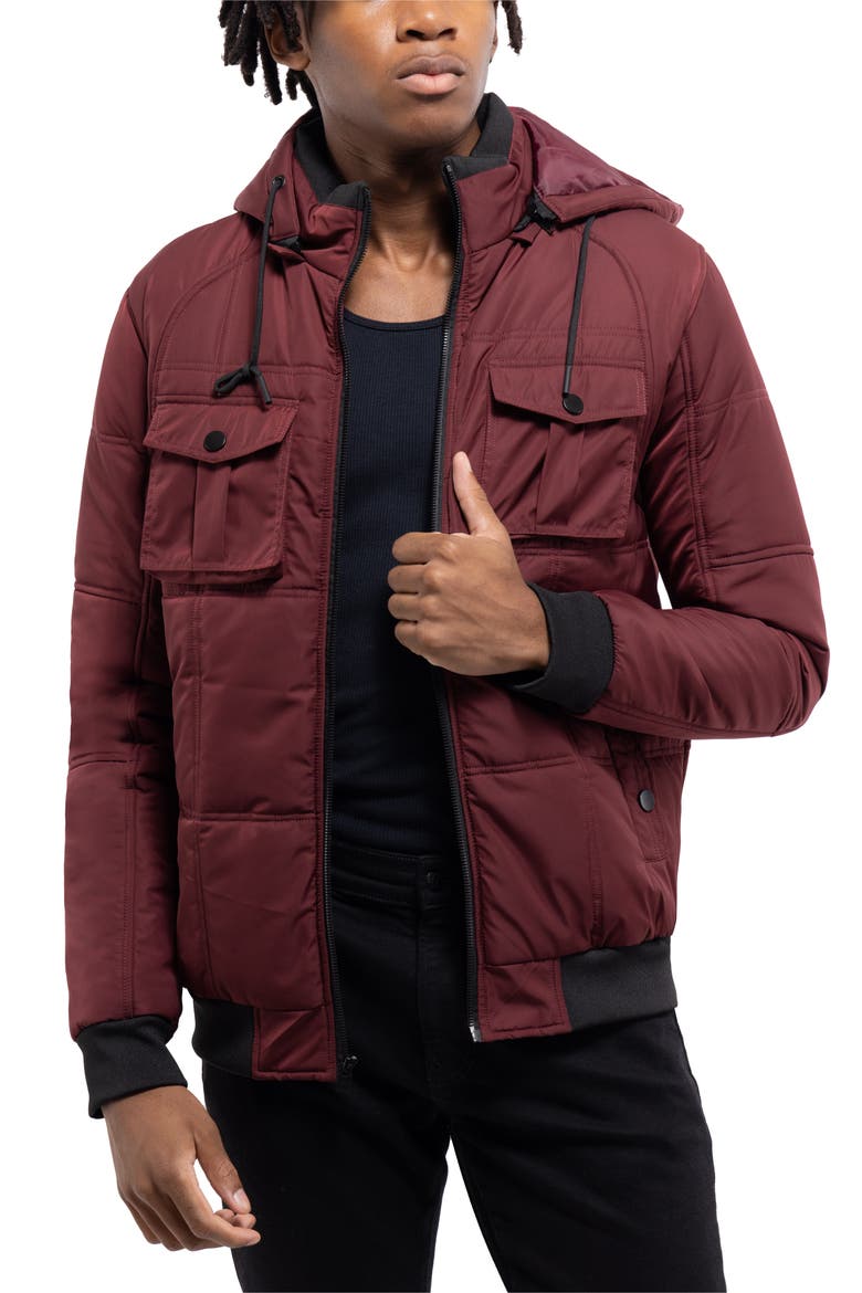 Hooded Puffer Jacket, Alternate, color, BURGUNDY