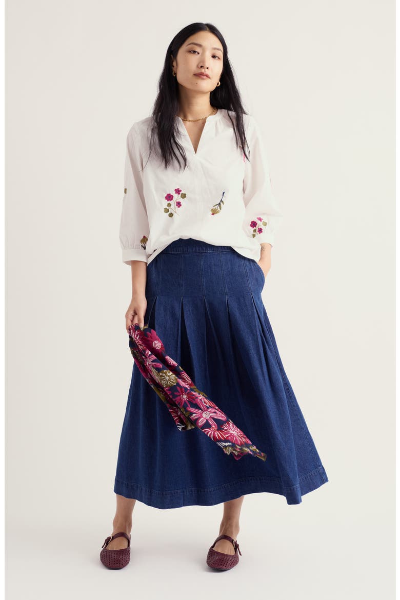 Grace Floral Embroidered Organic Cotton Popover Top, Alternate, color, FLORA EMBROIDERY CHALK