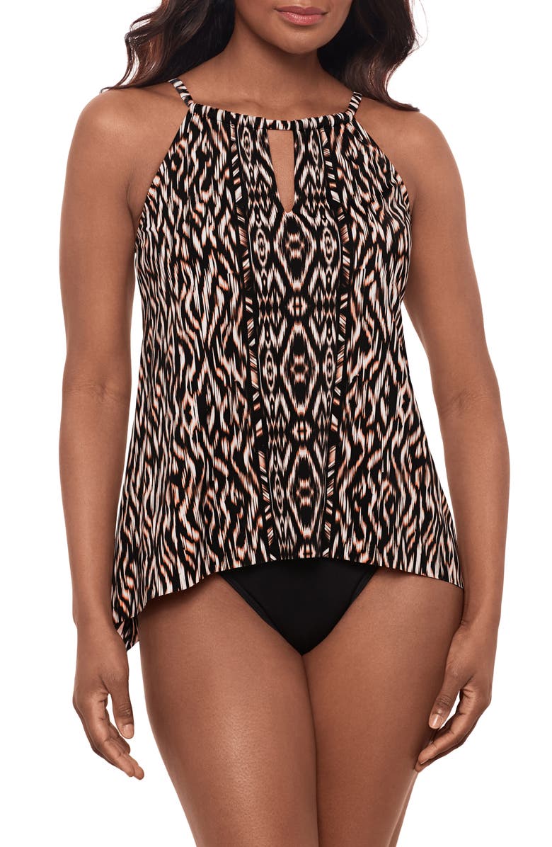 Miraclesuit<sup>®</sup> Topkapi Peephole Tankini Top, Main, color, Black/ Multi