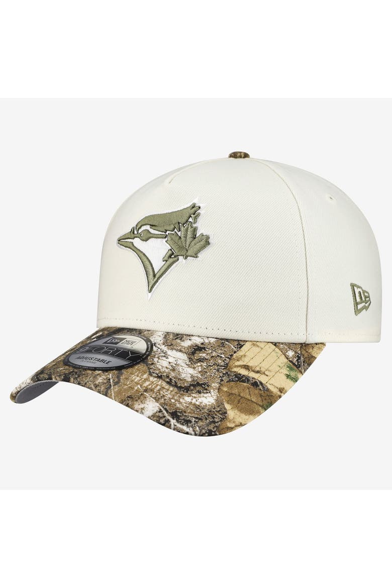 Men's New Era Khaki/Realtree Camo Toronto Blue Jays 9FORTY A-Frame Adjustable Hat, Alternate, color, Khaki