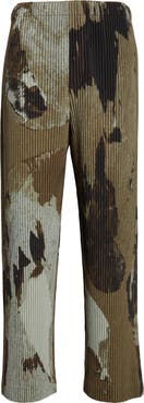 Homme Plissé Issey Miyake Pleated Painted Stone Print Pants