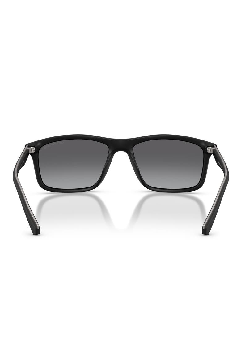 57mm Polarized Gradient Pillow Sunglasses, Alternate, color, MATTE BLACK / GREY POLAR