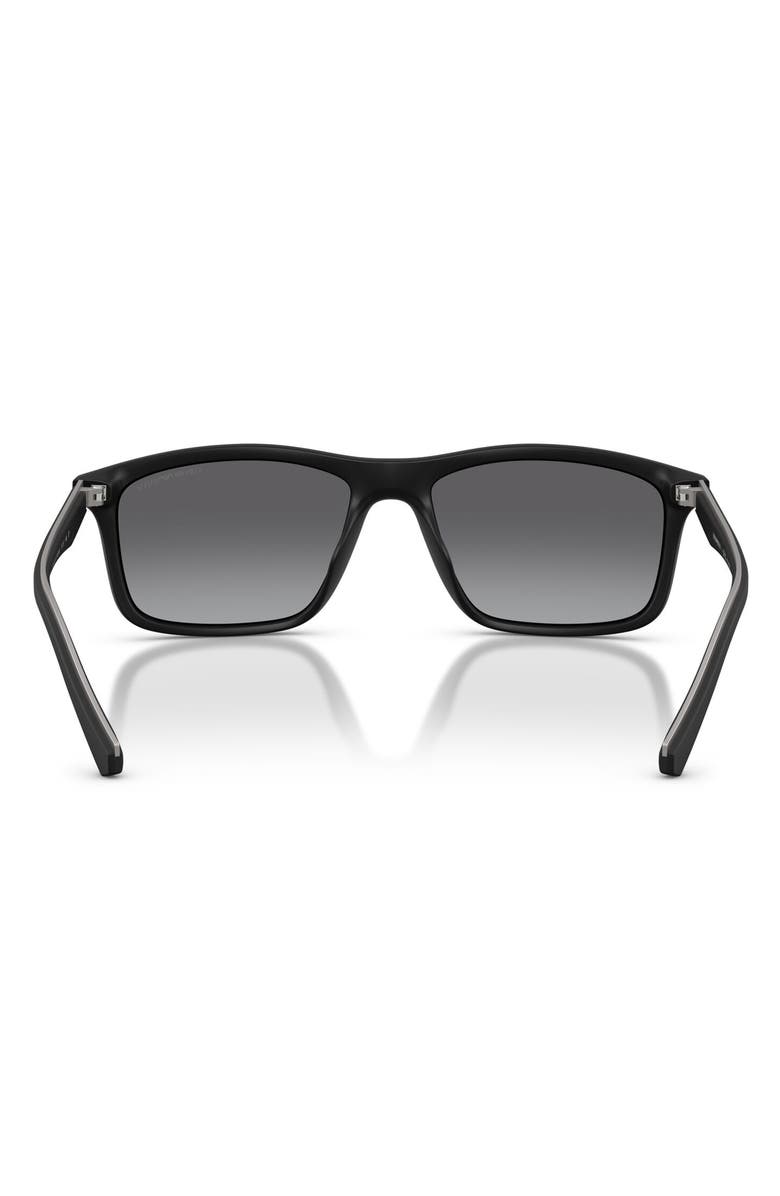 Emporio Armani 57mm Polarized Gradient Pillow Sunglasses, Alternate, color, Matte Black / Grey Polar