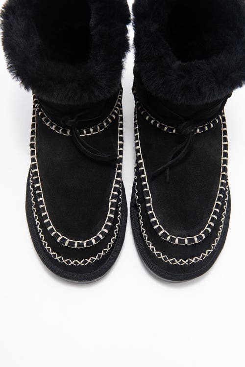 Forever & Always Shoes Jorel Leather Fur Lined Ankle Boot In Black