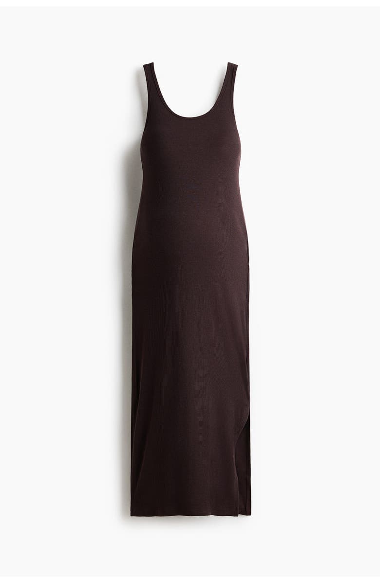 H&M Mama Ribbed Jersey Dress, Main, color, Dark Brown