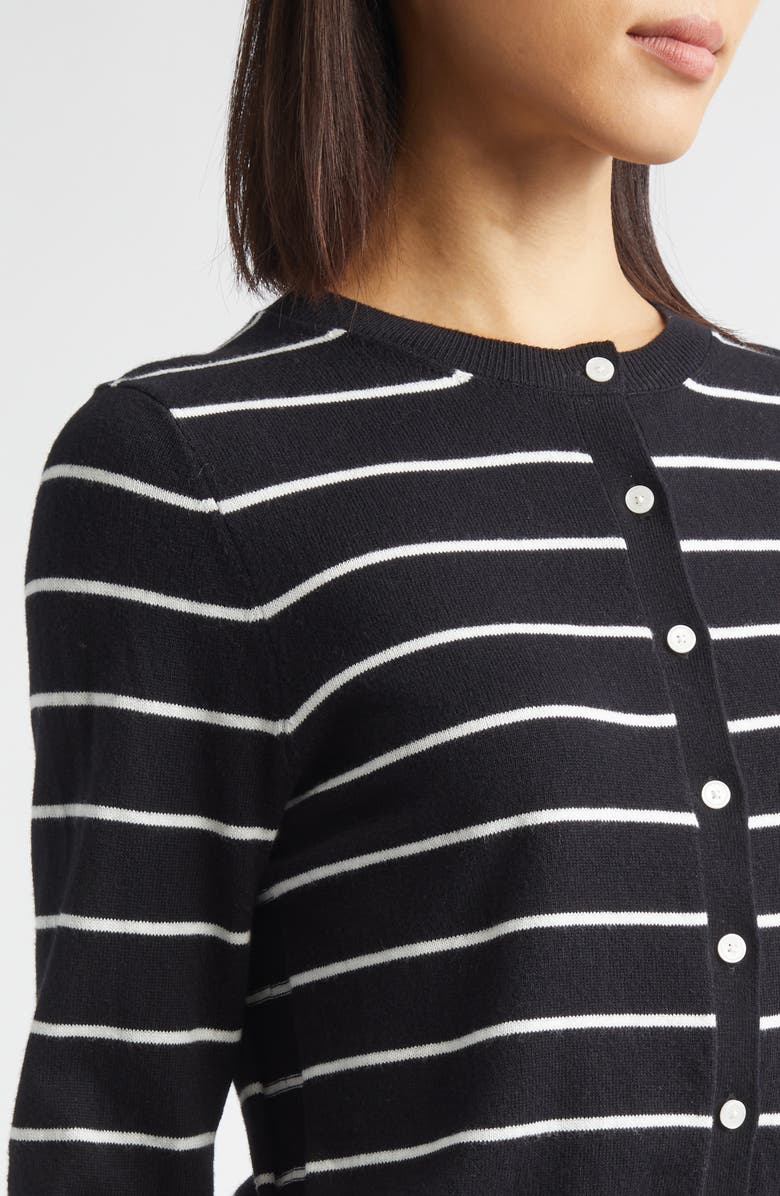 Derek Lam 10 Crosby Thibeaut Stripe Cotton & Cashmere Cardigan, Alternate, color, Blacklead