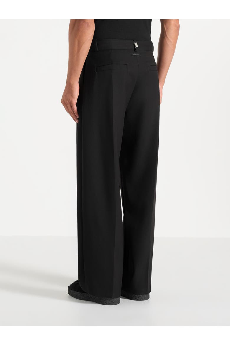 Loic Wide Leg Tailored Trousers With Belt, Alternate, color, Black