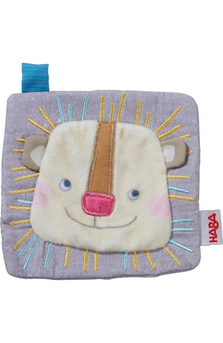 HABA Lion Crackly Lovey Crinkle Cloth Machine Washable Soft Baby Toy, Main, color, Multi