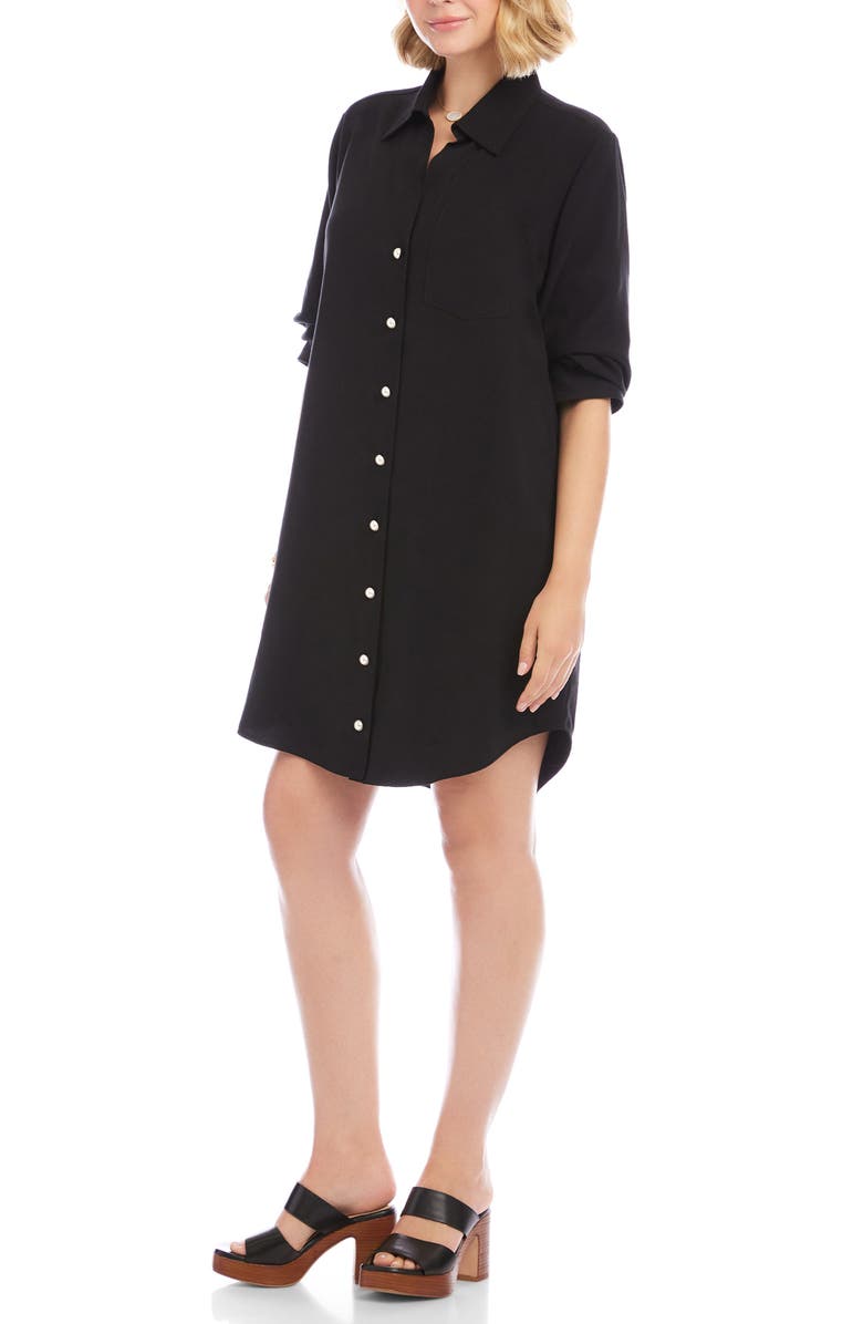 Karen Kane Ruched Sleeve Shirtdress, Alternate, color, Black