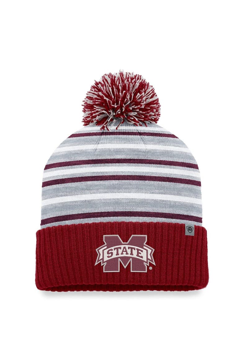 Men's Top of the World Maroon Mississippi State Bulldogs Dash Cuffed Knit Hat with Pom, Main, color, Maroon