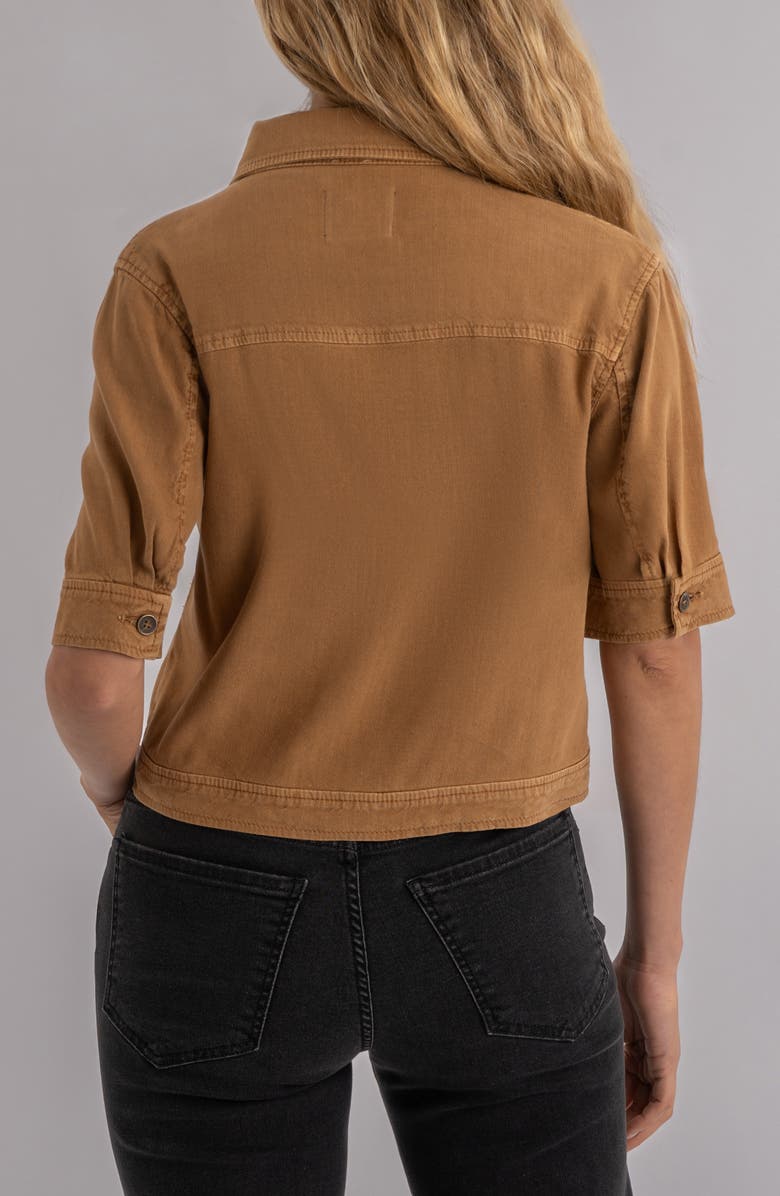 KUT from the Kloth Finley Short Sleeve Linen Blend Jacket, Alternate, color, Wood