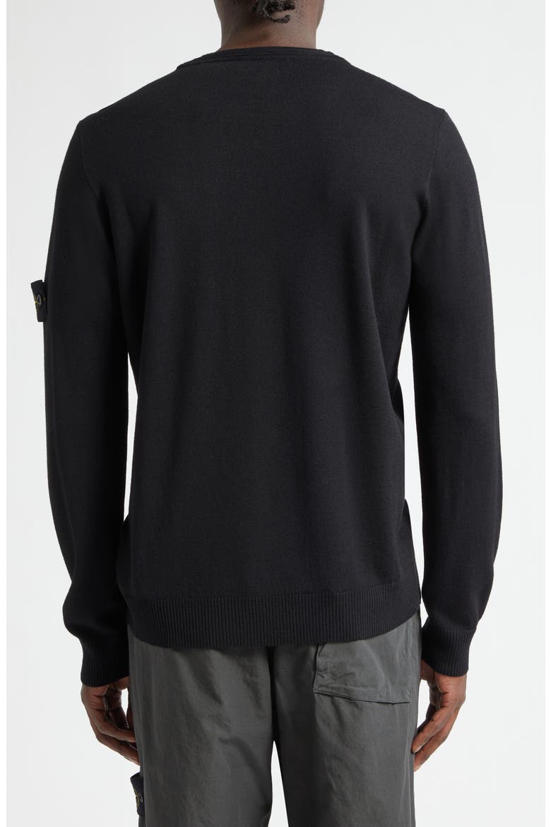 Compass Patch Virgin Wool Crewneck Sweater, Alternate, color, BLACK