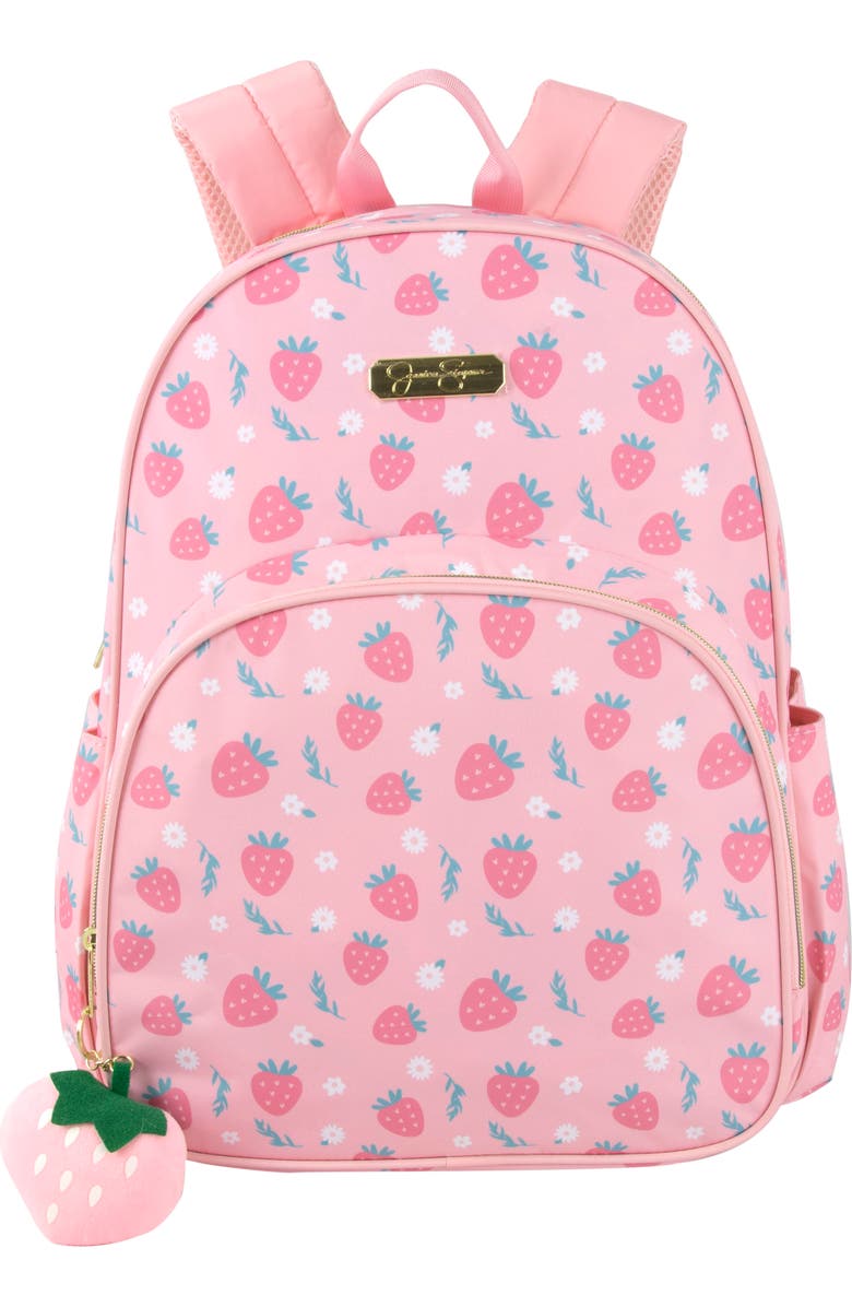 Jessica Simpson Strawberry Print Nylon Backpack, Main, color, Pink