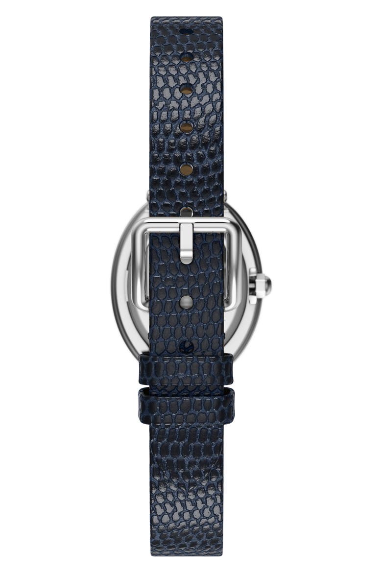 The Oval Leather Strap Watch, 22mm x 28mm, Alternate, color, BLUE