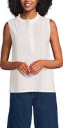 Lands' End Linen Blend Ruffle Trim Tank Top